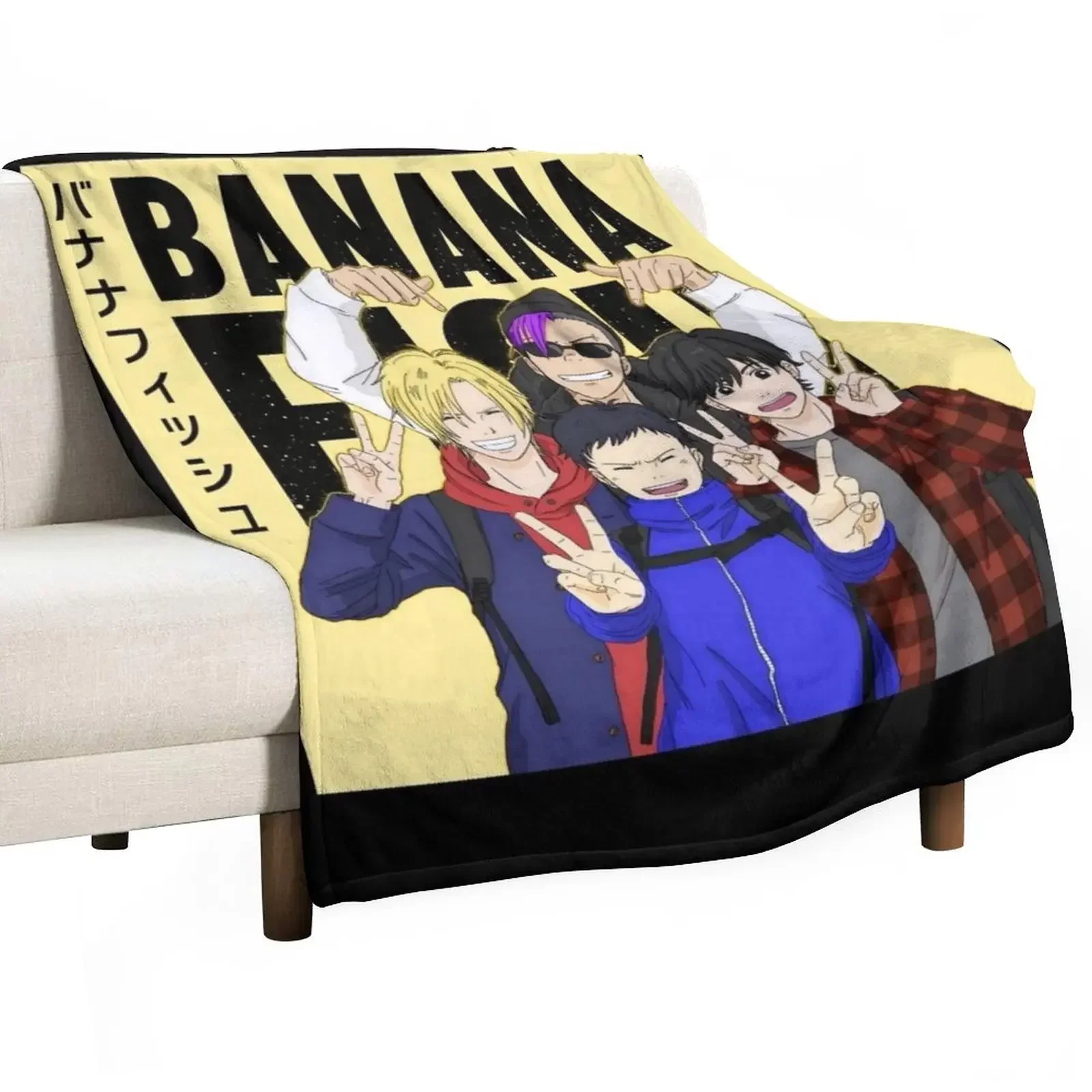 

Banana Fish Friend Group Throw Blanket Softest fluffy Blankets