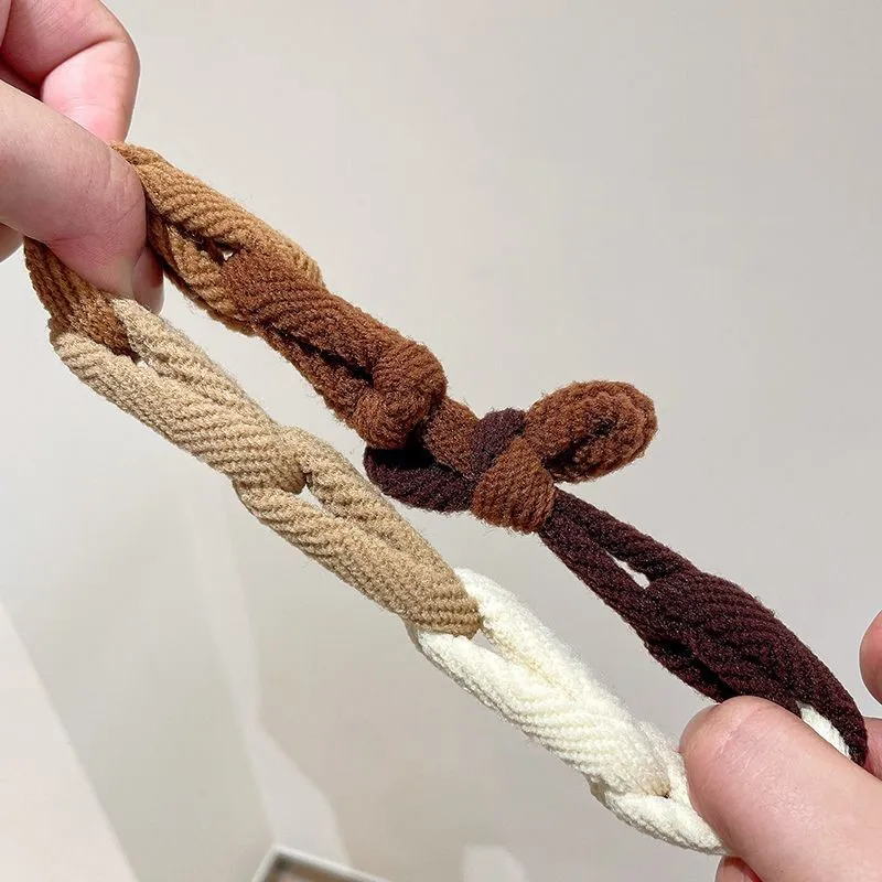 New Design Bow Hair Ties Colorful Hand-woven Hair Ropes For Women HIgh Elastic Scrunchies Thickened Hairband Hair Accessories