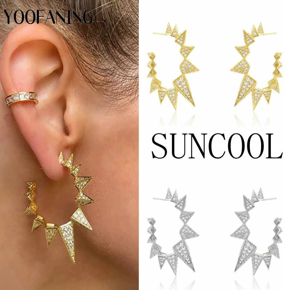 925 Sterling Silver Needle  Unique Luxury Diamond Rivet Design Personalized Women's Earring Fashionable Single Item Jewelry Gift