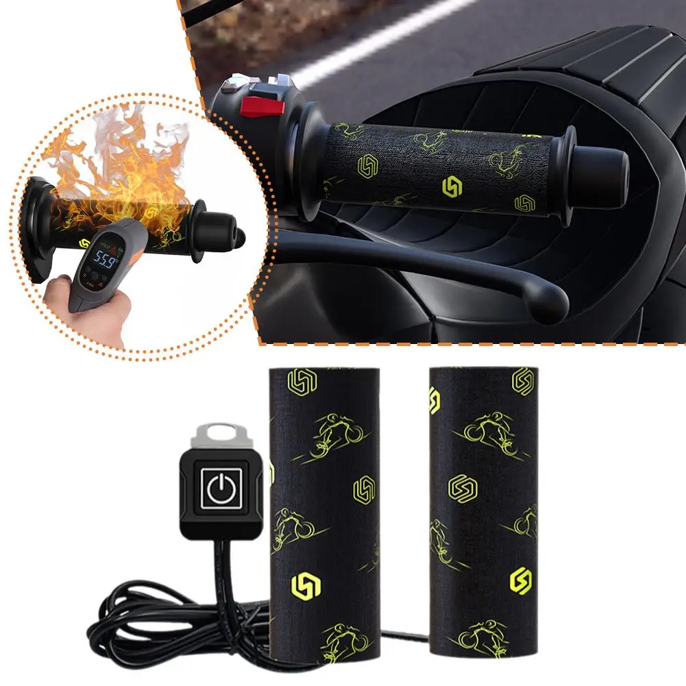 Motorcycle 12V Heated Grips Pads E-bike Hot Cover Handle Handlebar Control Kit Heating Smart Electric Warmer ATV With Switc Q4H8