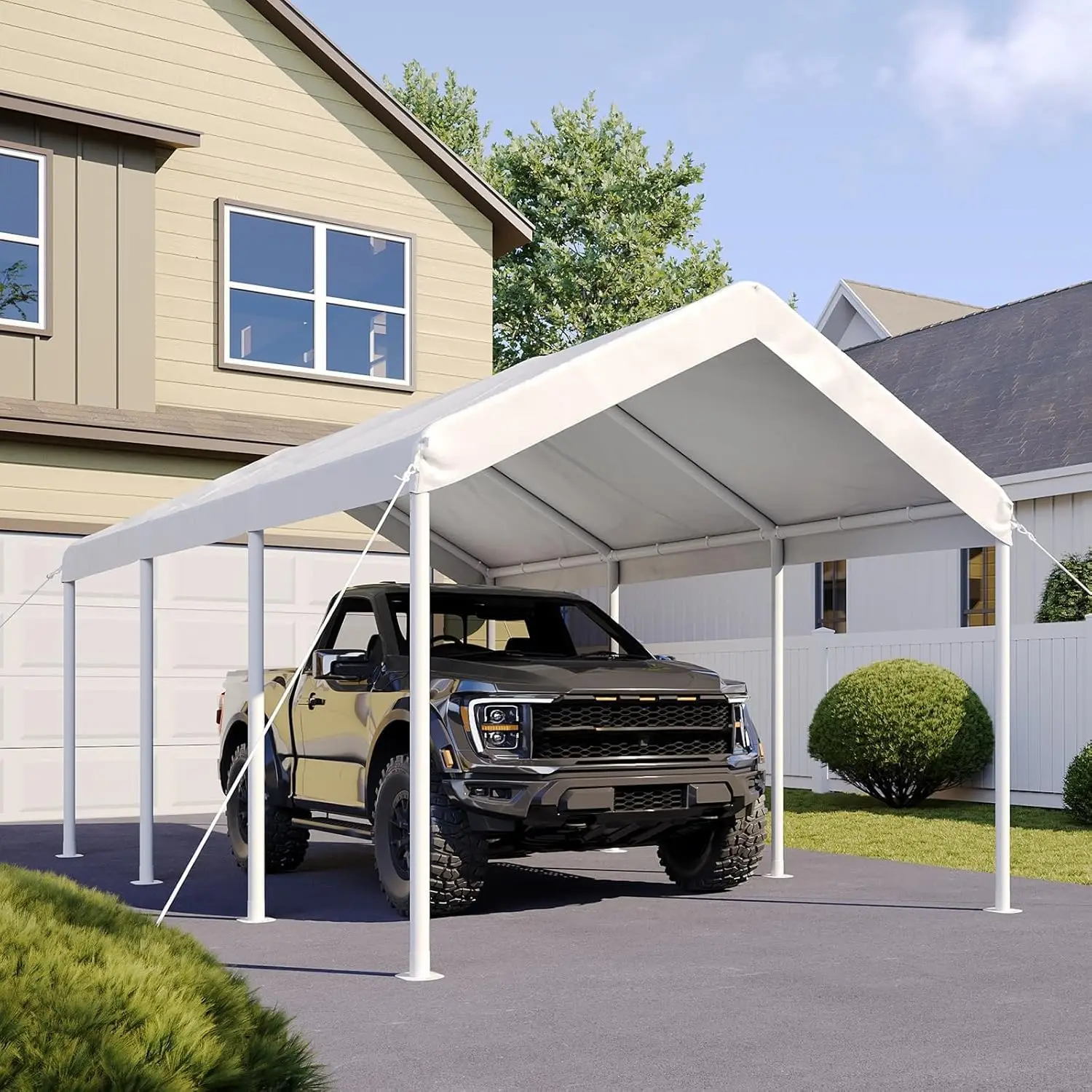 

10x20 ft Heavy Duty Carport with Tarp & Wind Resistance Portable Carport Car Tent Outdoor Car Port with Tear Resistant Canopy