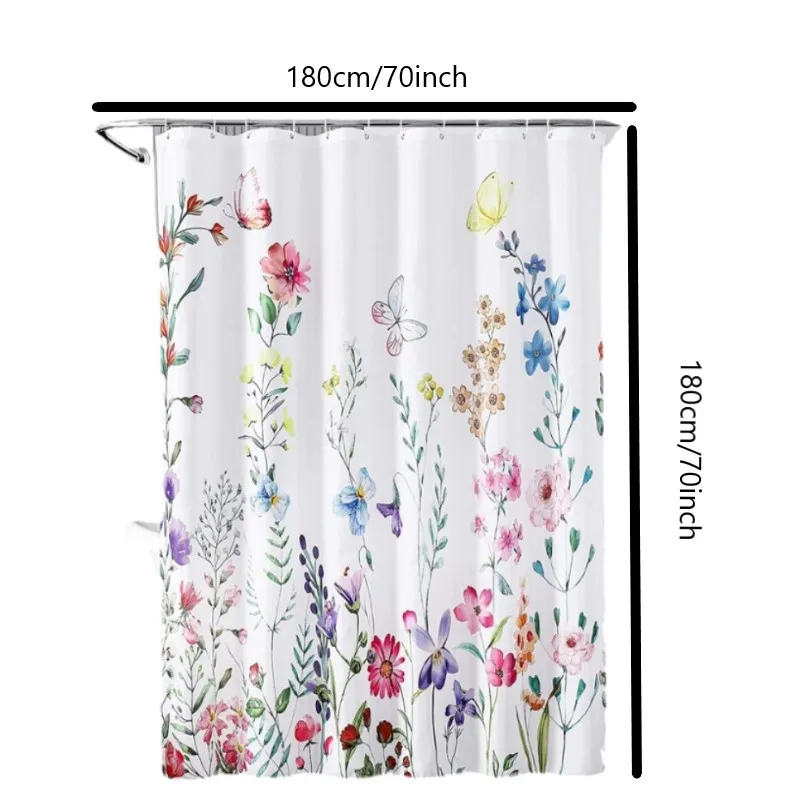 Floral Summer Shower Curtain Flower Fabric Cloth Shower Curtains for Rustic Vintage Bathroom Decor Spring Plant Shower Curtains