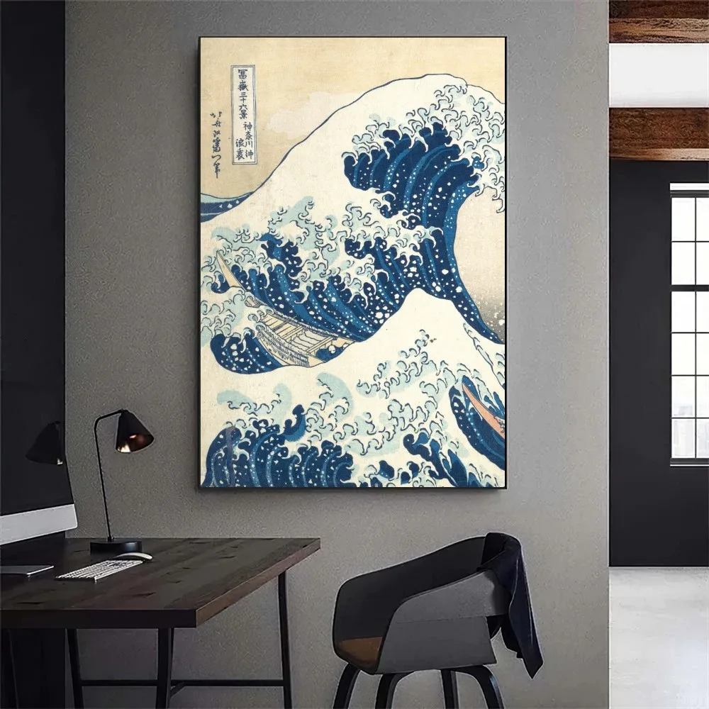 Wave Of Kanagawa Art Poster Gallery Prints Wall Decals Home Decor Decoration Self Adhesive Living Room Sticker