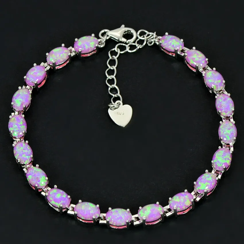 JLB-052 Trendy Precious Oval Gemstone white pink blue Fire Opal Bracelets Tenis for Women Elegant Jewelry Best Gift for Lovers