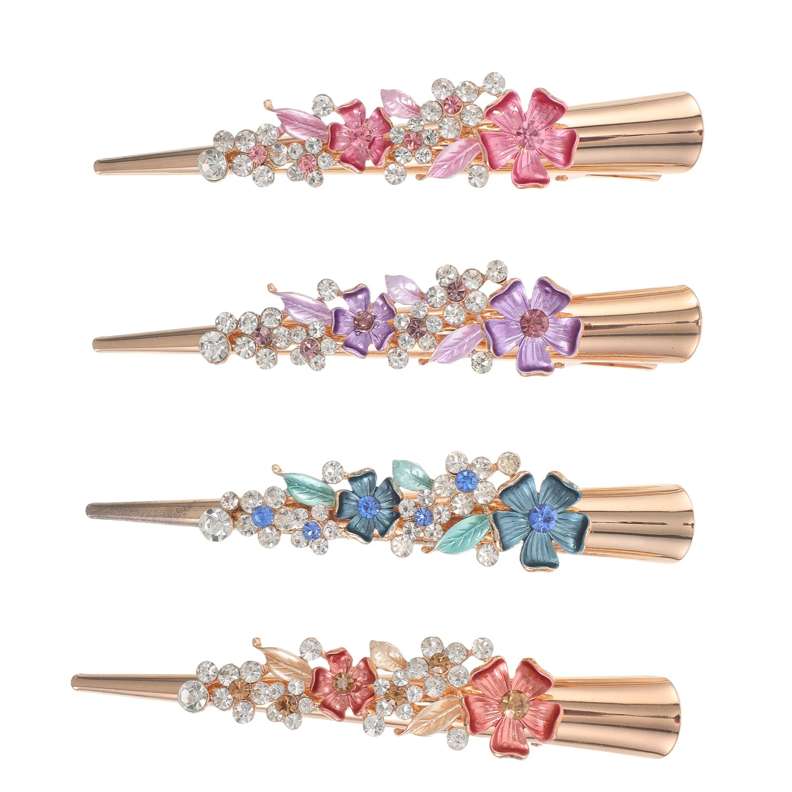 

Набор из 4 винтажных заколок для волос с цветочным узором, прочные заколки-цветы из сплава, аксессуары для волос для вечеринок, школы и повседневного использования