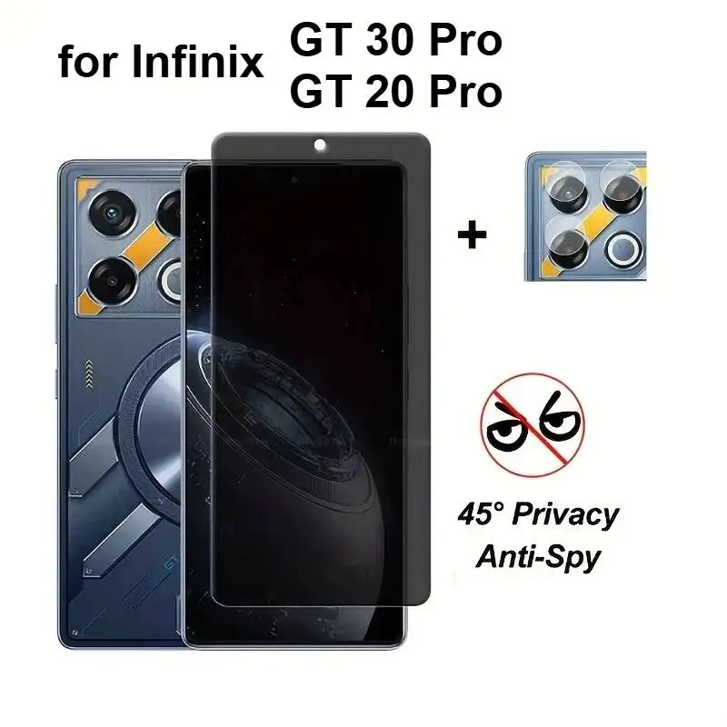

2In1 For Infinix 30 10 GT 20 Pro Screen Protector Privacy Tempered Glass Protective Phone Camera Lens Film