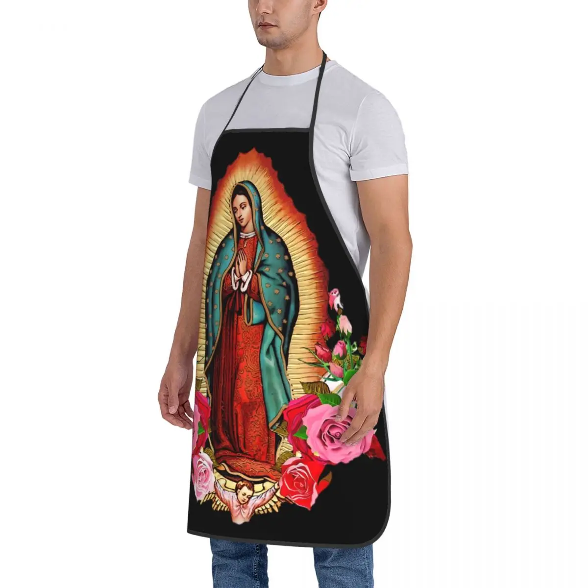 Geschenken Voor Mannen Vrouwen Chef Schort Onze Dame Van Guadalupe Maagdelijke Mary Accessoires Bbq Schorten Verstelbaar Water & Oliebestendig