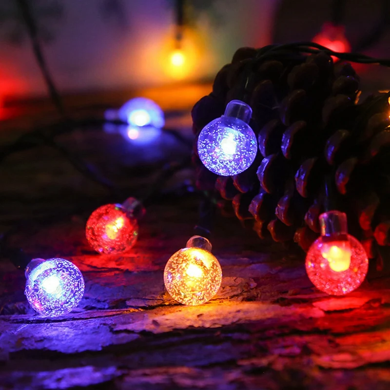 Solar Light Bulbs Crystal Ball 8 Modes 5M LED String Lights Fairy Lights Garlands For Christmas Decoration