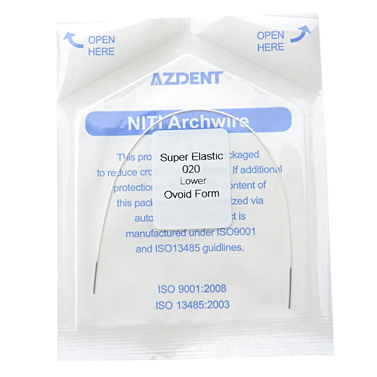 5 Packs AZDENT Dental Orthodontic White Color Coated Niti Arch Wire Super Elastic Round Type Ovoid Form