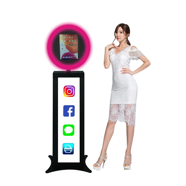 Portable IPad Photobooth Machine Wedding or Portable IPad Photobooth Machine Wedding Booth With Ring Light