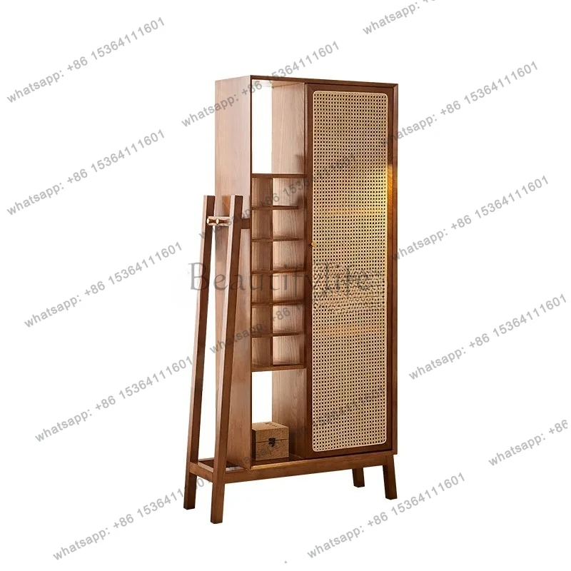 tea room rattan solid wood furniture Bogu frame tea cup tea set storage Duobao Pavilion display cabinet