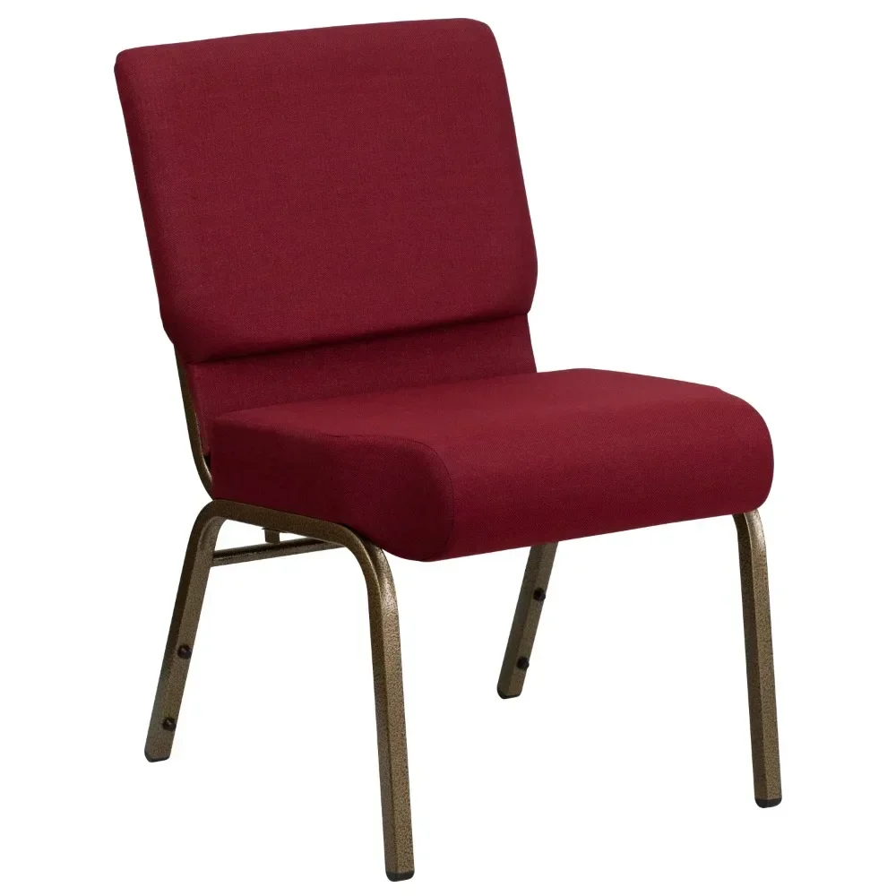 Series 21''W Stacking Church Chair in Burgundy Fabric - Gold Vein Frame，Camping chair folding chair, fishing chair