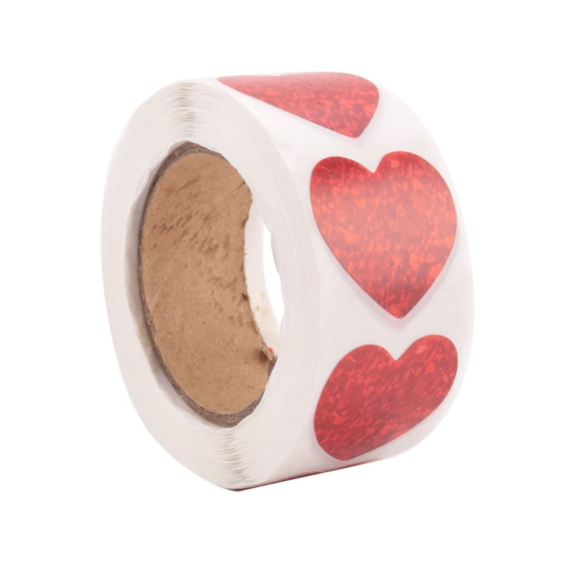 

Valentine's Day Glitter Heart Stickers,Red Heart Stickers Roll,Heart Labels For Anniversaries Wedding(500Pcs/Roll)