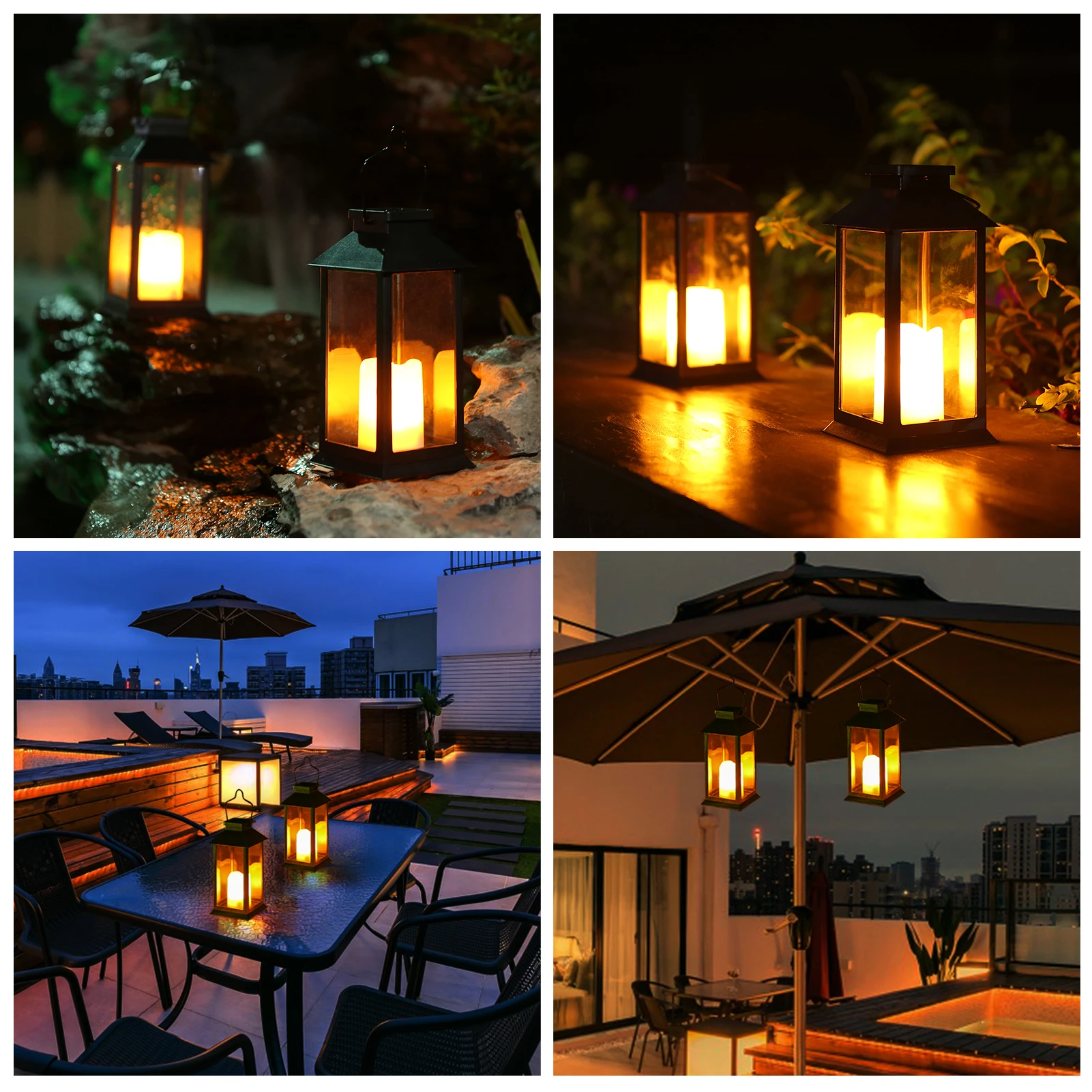 Neoglint Solar Lantern Lights with LEDs Flameless Candle Outdoor Garden Hanging Lanterns Decorative for Table Backyard Party images - 6