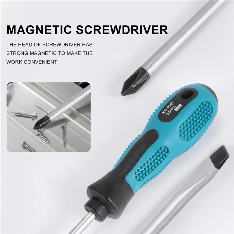 Imagem -03 - Flat Blade Screwdriver com Borracha Handle Long Slotted e Phillips Screwdriver Magnético 12 in Packs