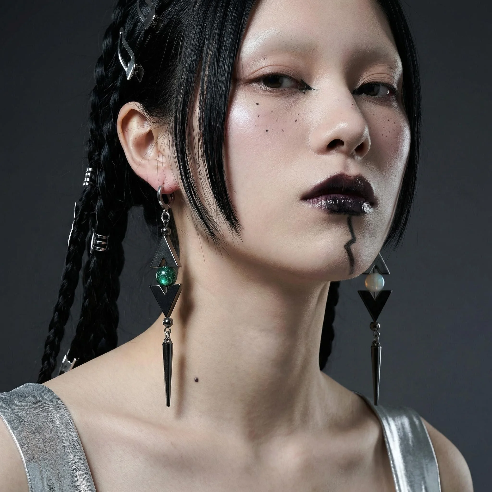 Punk Grunge Pentagramm-Ohrringe Mode Stahl Goth Ästhetik Charm Zirkon Hängende Tropfen-Ohrringe Schmuck Y2K Accessoires
