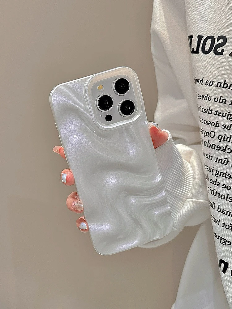 Stilvolle 3D-Wellen-Handyhülle mit glänzendem, pinkfarbenem Rückenteil für iPhone Air 11 12 13 14 15 17 18 Pro Max – Detail 12