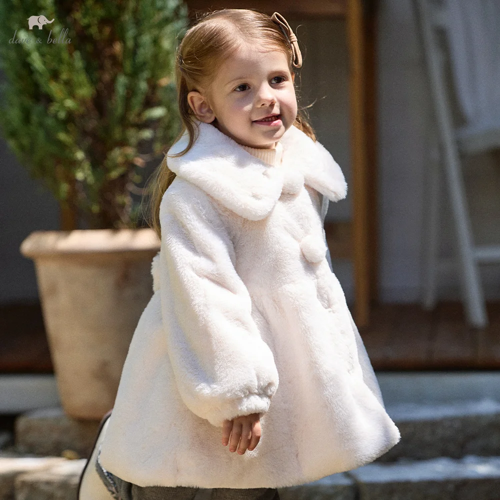 Dave Bella Baby Girl's Plush Coat For Children's Winter Outerwear Fashion Snowsuit Clothes 4- to 12-year-old Soft Warm DB4264473