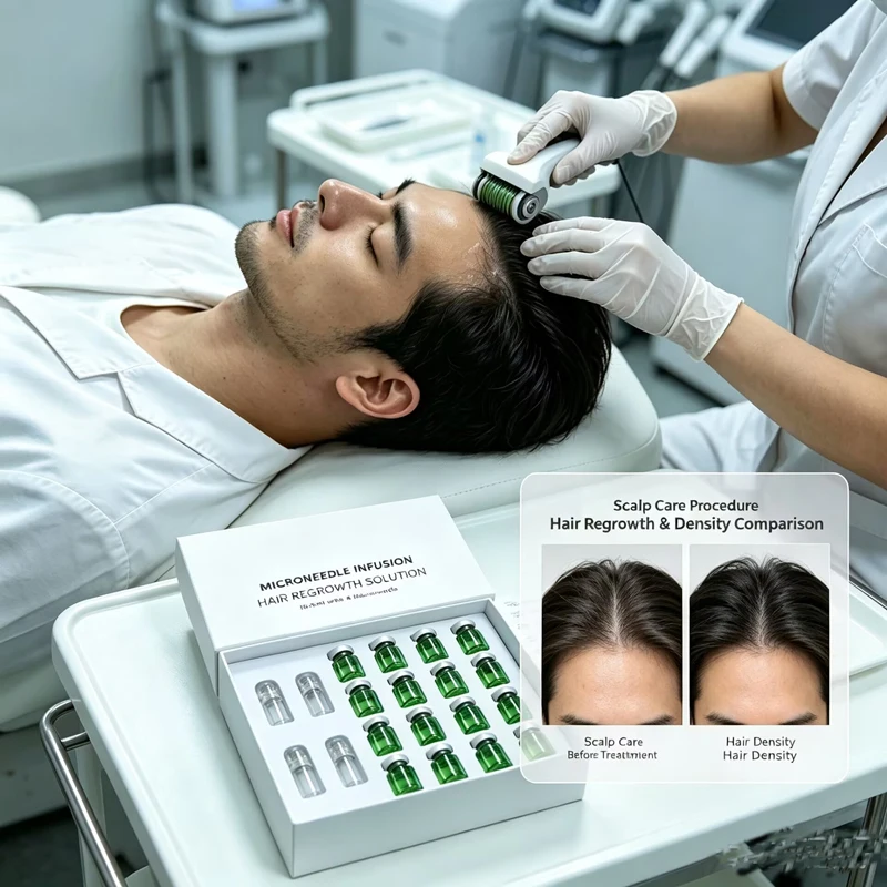 0.3mm Derma Roller Microneedle GHK-CU AHK-CU Hair Regrowth  Scalp Nourishing Serum Scalp Care Set to Support Healthy Hair Growth