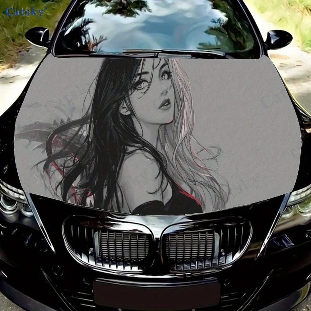 

Anime Girl Art Car hood decals, car cover decorative stickers, and vinyl wraps for cars, SUVs and trucks. Self-adhesive, waterpr