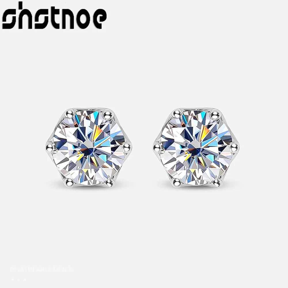 

SHSTONE 1CT D Color Moissanite Diamond Earring S925 Sterling Sliver Earrings with GRA Certificate for Women Wedding Fine Jewelry