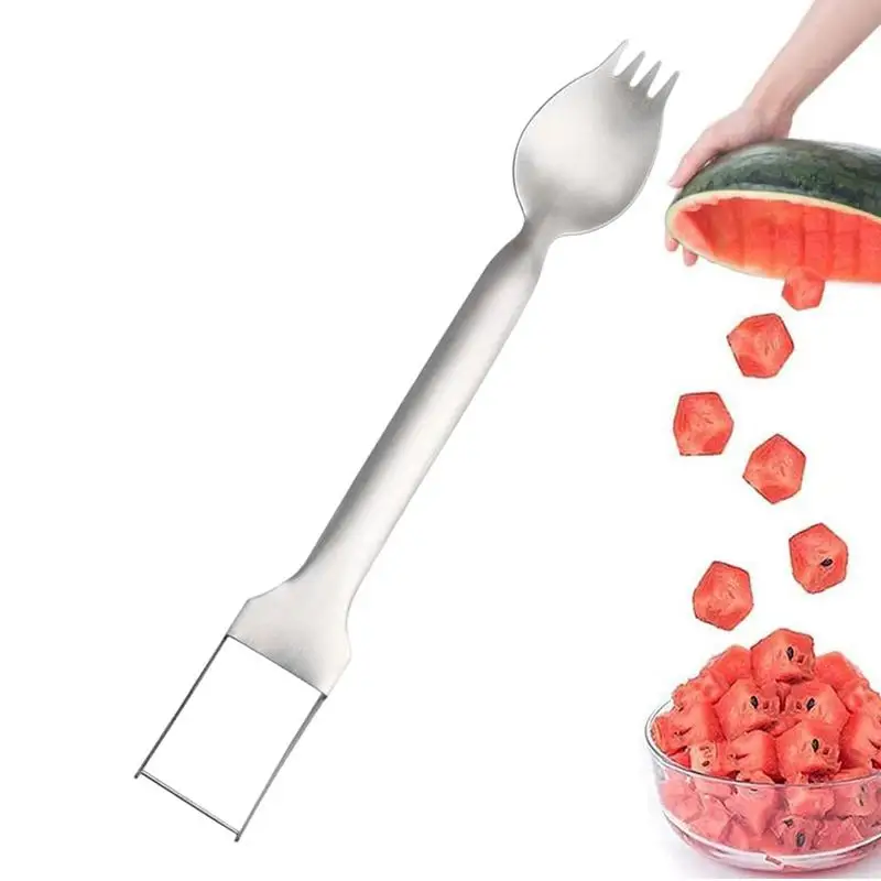 Watermelon Cube Cutter 2-in-1 Stainless Steel Watermelon Slicer Dual Head Watermelon Cuber For Home Party Kitchen Gadget For