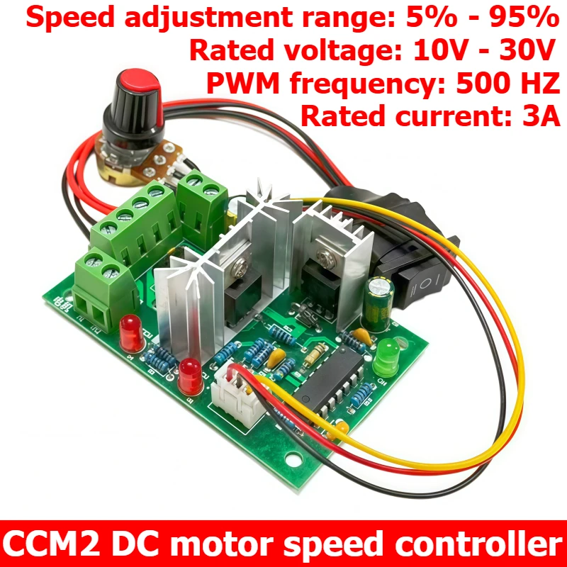 DC Motor Speed Controller CCM2, Capable of Forward and Reverse Rotation, Speed Adjustment, Emergency Stop Switch