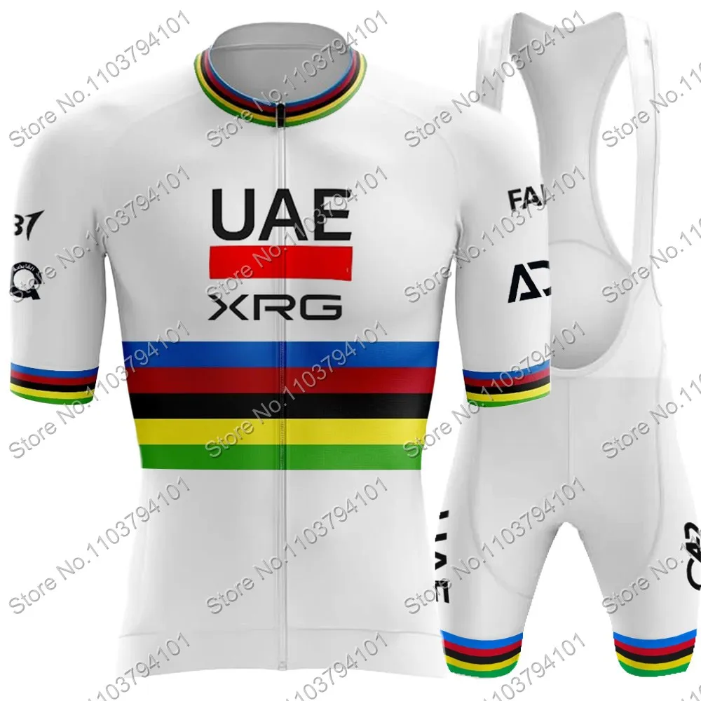 UAE 2025 World Champion Team Cycling Jersey Set Men Clothing Short Sleeve Bicycle Shirt Road Bike Suit MTB Wear Short Maillot