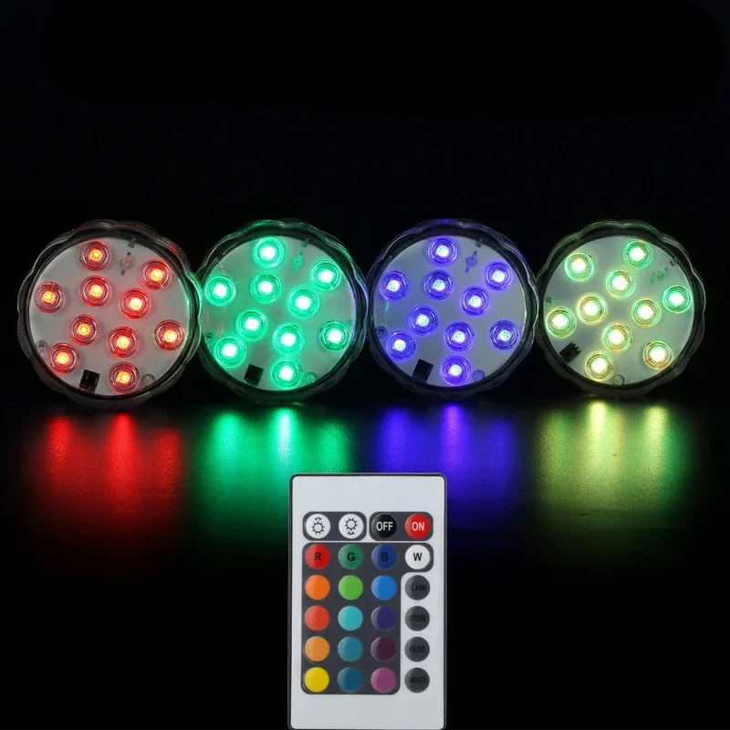 Submersible LED Lights Remote Control Battery Powered, RGB Multi Color Changing Waterproof Light for Pool, Vase Base, Spa, Aquar