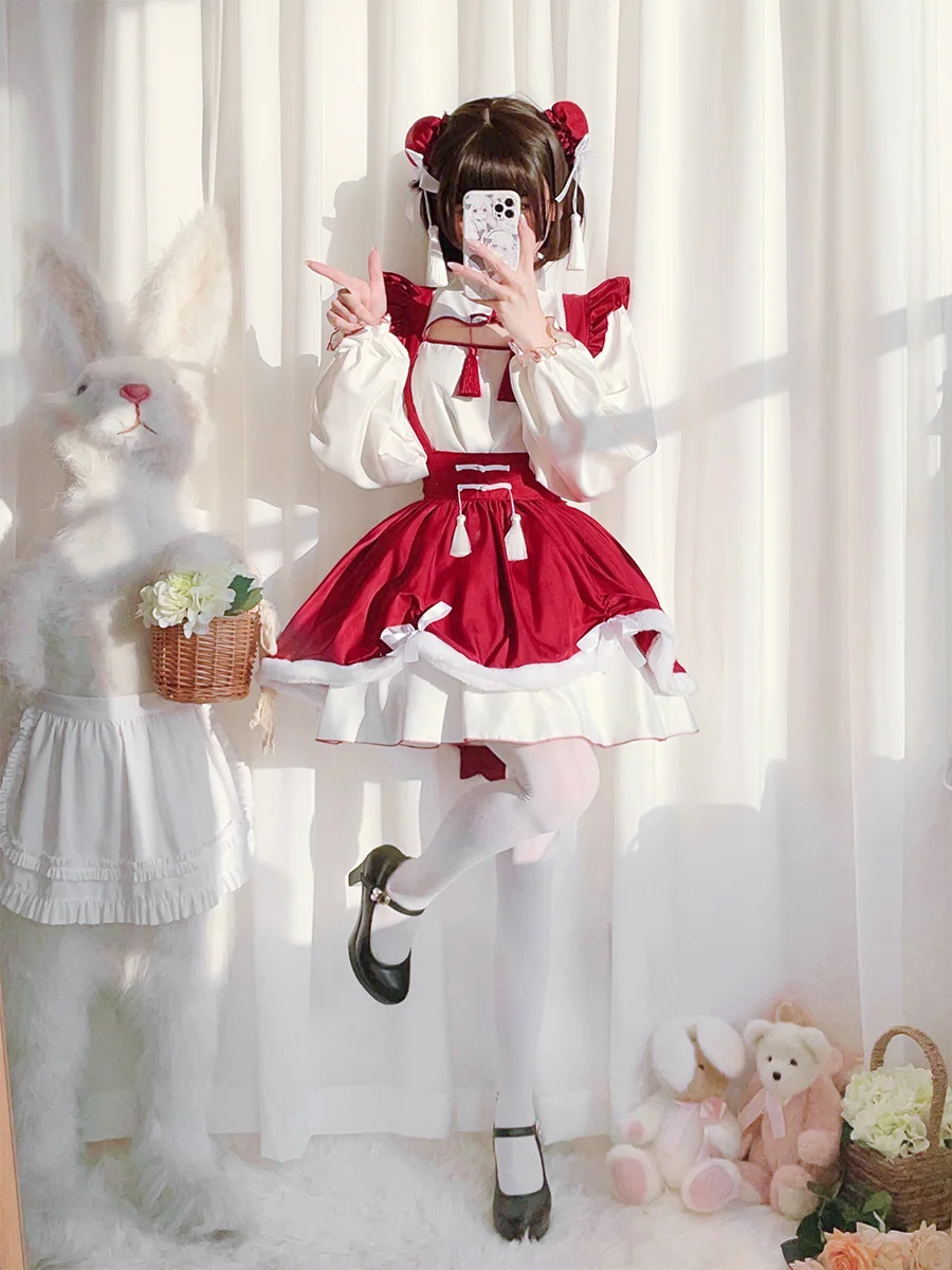 Uniforme de Cosplay Lolita pour Fille, Robe Cheongsam de Style Chinois, PoinTenue Loli, Costume d'Anime