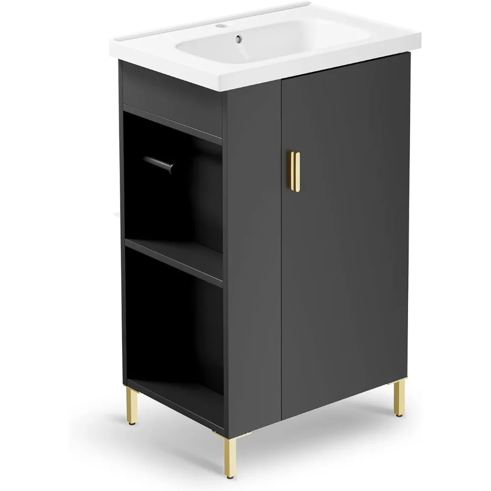 

20 Inch Bathroom Vanity with Sink, Pre-Assembled Freestanding Bathroom Vanity for Small Space,Soft-Close Door, Left Side Storage