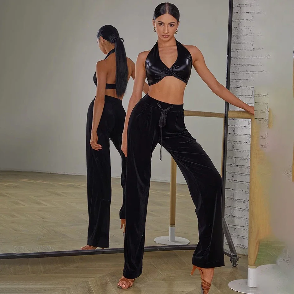 Gürtel und hohe Taille Design Hosen weibliche Latin Dance Kleid Frauen Leistung Bauch moderne Tanz Kleider NY 60 2418