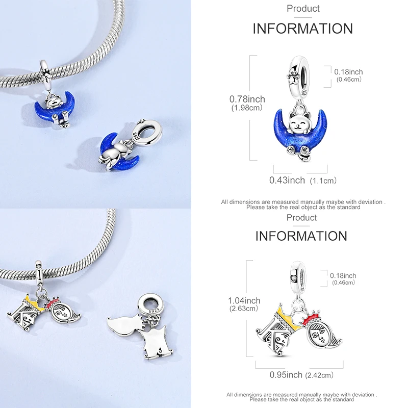 925 Sterling Silber Charm-Perlen Katze Mond Pfote Schmetterling Kreuz Sternennacht Krippenmotiv DIY Armband Halskette Geschenk für Frauen Mädchen – Detail 7