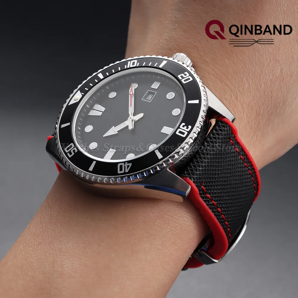 18/19/20/21/22/24mm Nylon-Segeltuch Silikonboden Uhrenarmband für IWC für Tudor für Seiko Uhrenband mit Schmetterlingsverschluss Armband – Detail 9
