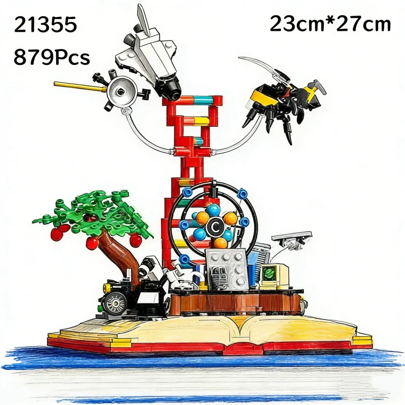 21355 Knowledge is power 879Pcs Creative Book Assemble Building Block Holiday Gift Brick Children Educational Toy