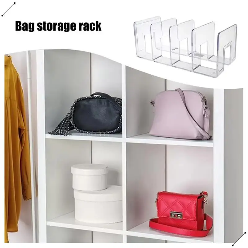 Purse Organizer For Closet Clear Acrylic Bag Divider Organizer 4X Clutch Bag Organizer Bag Rack Stand For Wallets Purses