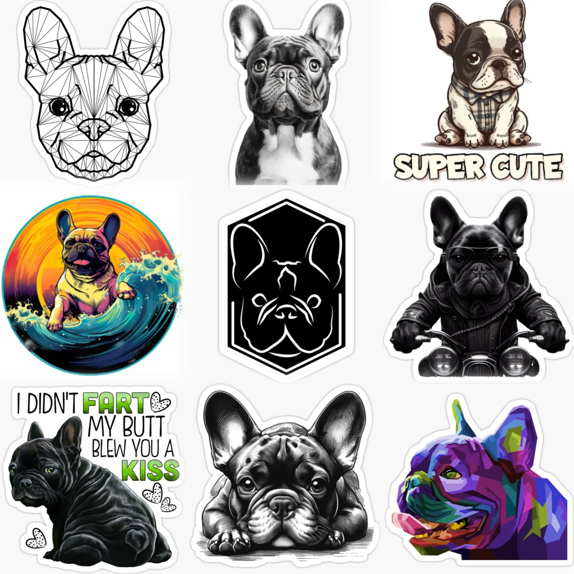 

French Bulldog Pets personalized Car Stickers Car bicycle Window Helmet Wall Fridge Decal Customizable Size