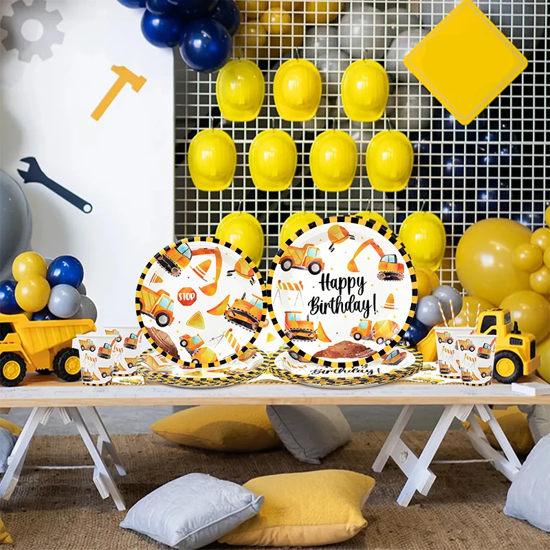 Table Cloth Disposable - Engineering Vehicle Birthday Party Home Table