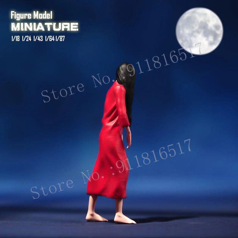 Miniatures 1/87 1/64 1/43 1/24 1/18 Japanese Female Ghost Sadako Action Figure Street Scene Sand Table Photography Props Model
