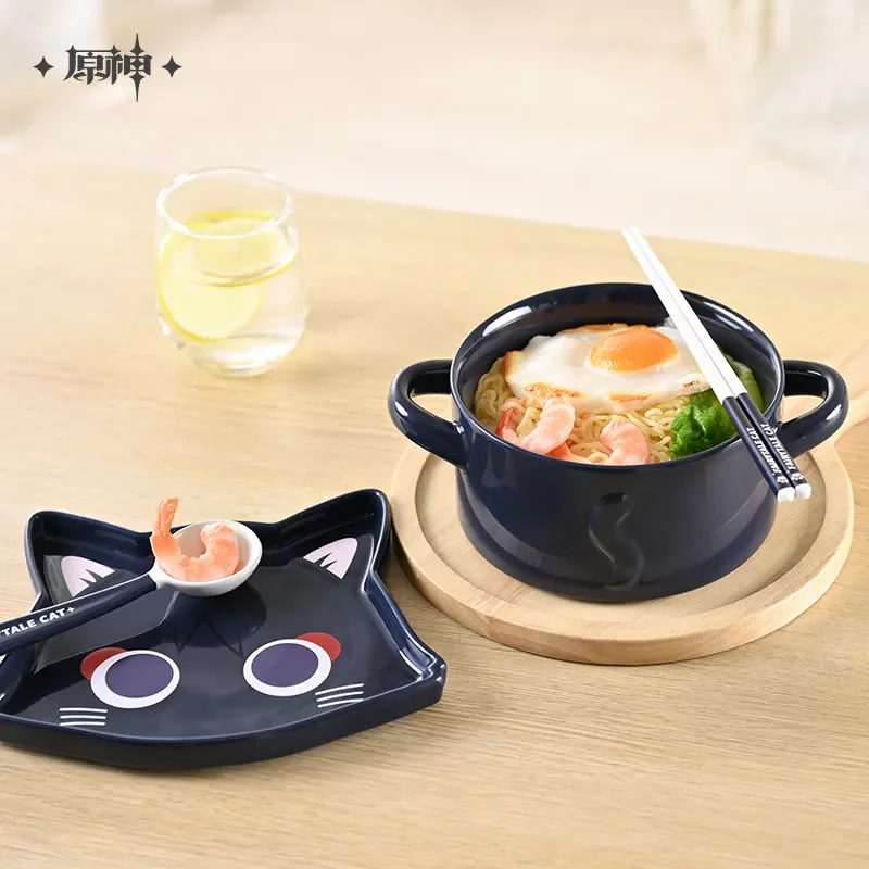 Wanderer Ceramic Bowl Genshin Impact Official miHoYo Original Wanderer Fairy Tale Cat Anime Ceramic Tableware Set Christmas Gift