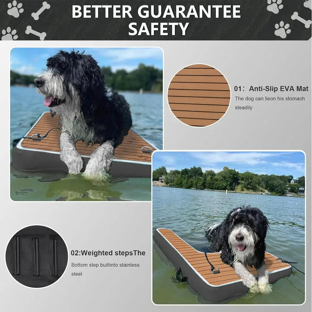 Durable Inflatable Dog Pool Ramp Floating Dock EVA Non-Slip Dog Boat Ramp for Sale