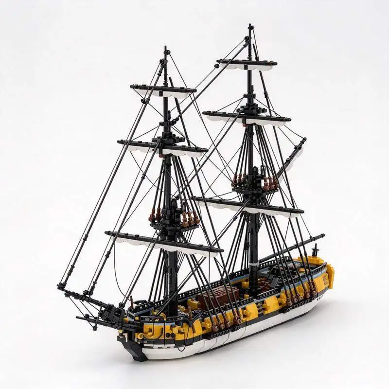 3233PCS HMS Challenger Navy Sloop Custom Building Blocks Model Classic Sailing Ship DIY Assembly Toy Gift Collection Home Decor