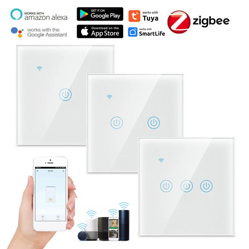 

EU Tuya Zigbee Smart Light Touch Switch Smart Life/ Tuya APP Remote Control Work With Alexa Google Home Yandex Alice