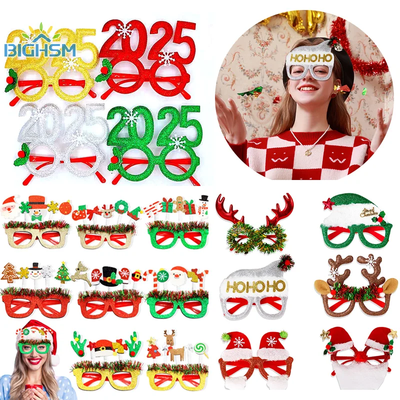 1Pcs 2025 New Year Creative Digit Christmas Glasses Party Decoration New Year's Eve Photography Props Supplies Xmas Gifts