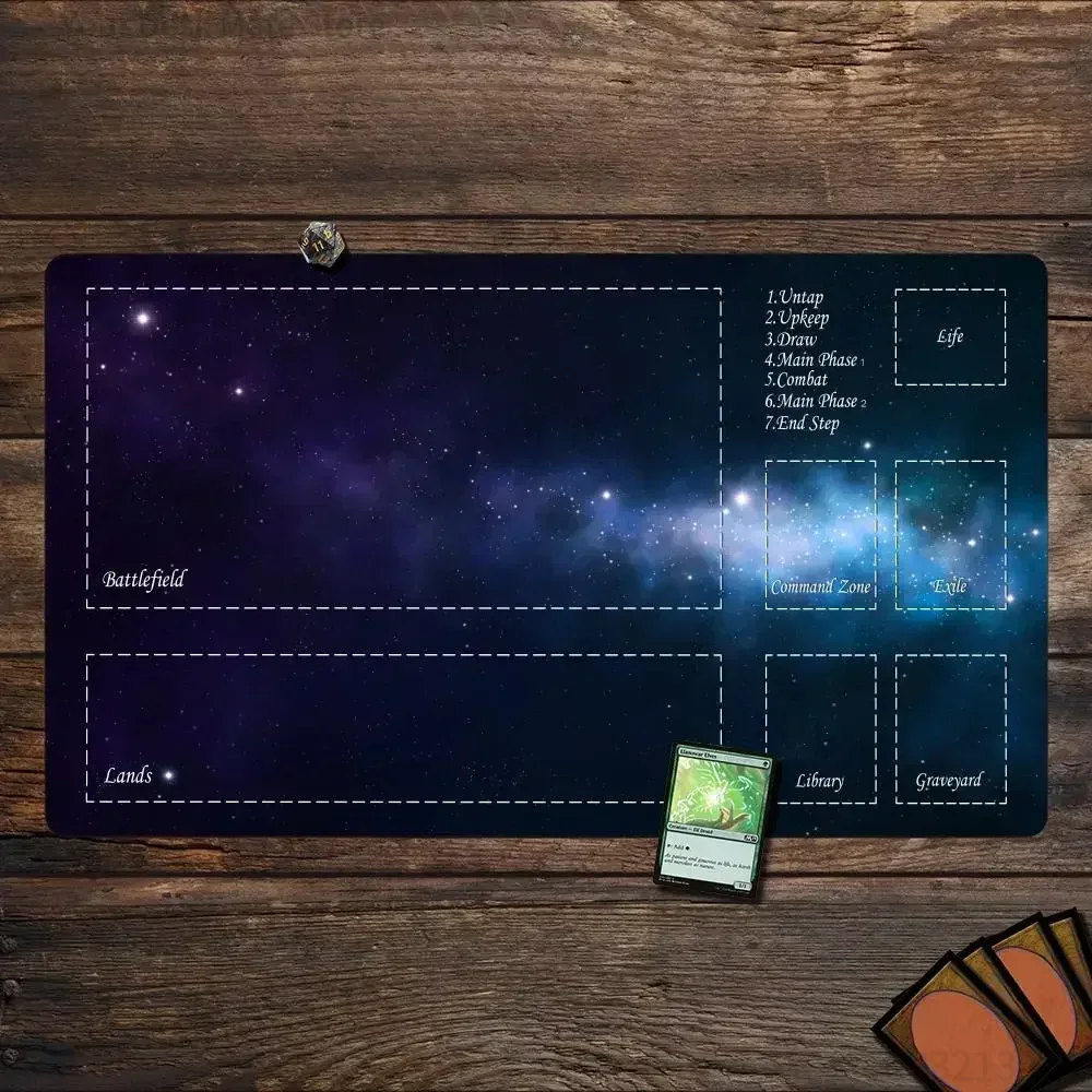 1 Stück Galaxy-Print MTG Spielmatte Große Rutschfeste Gummi-Schreibtischmatte mit Verstärkten Kanten für TCG-Kartenspiele