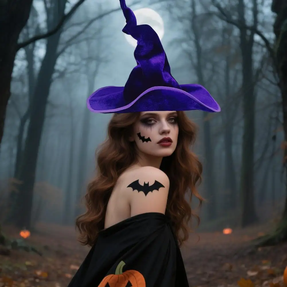 Witch Hat Velvet Surface Festive Ambience Enhancer Stage Show Witch Hat Versatile Accessories Costume Wool Knit Halloween Decor