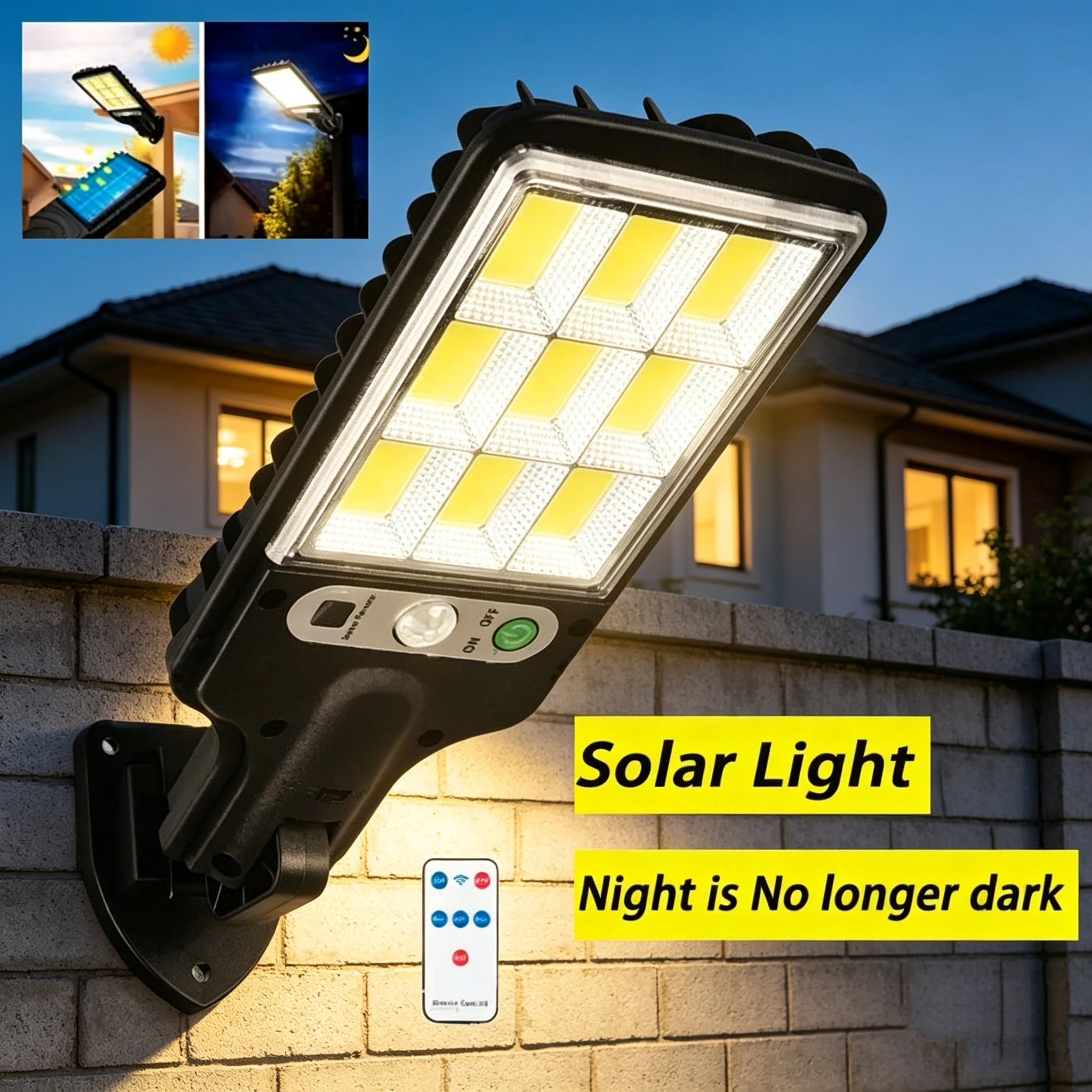 

Solar Outdoor LED Wall Light with Human Body Waterproof 3modes Induction for Garden Terrace Garage Courtyard and Street Lighting