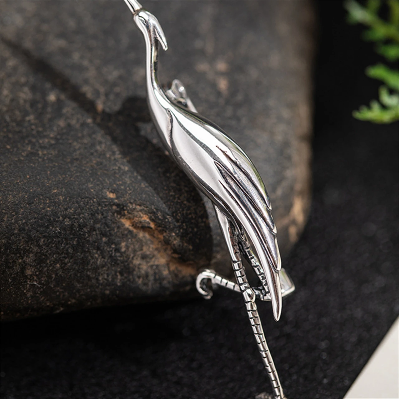 MeiBaPJ(New) 925 Sterling Original Design Red-Crowned Crane Needle Lapel Dress Brooch Men and Women Fine Charm Party Jewelry