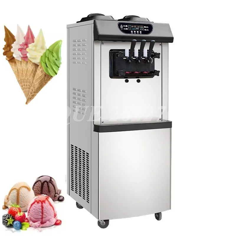 

30-35L/H 3 Flavors Soft Ice Cream Machine Commercial Vertical Cone Ice Cream Maker Yogurt Making Machine