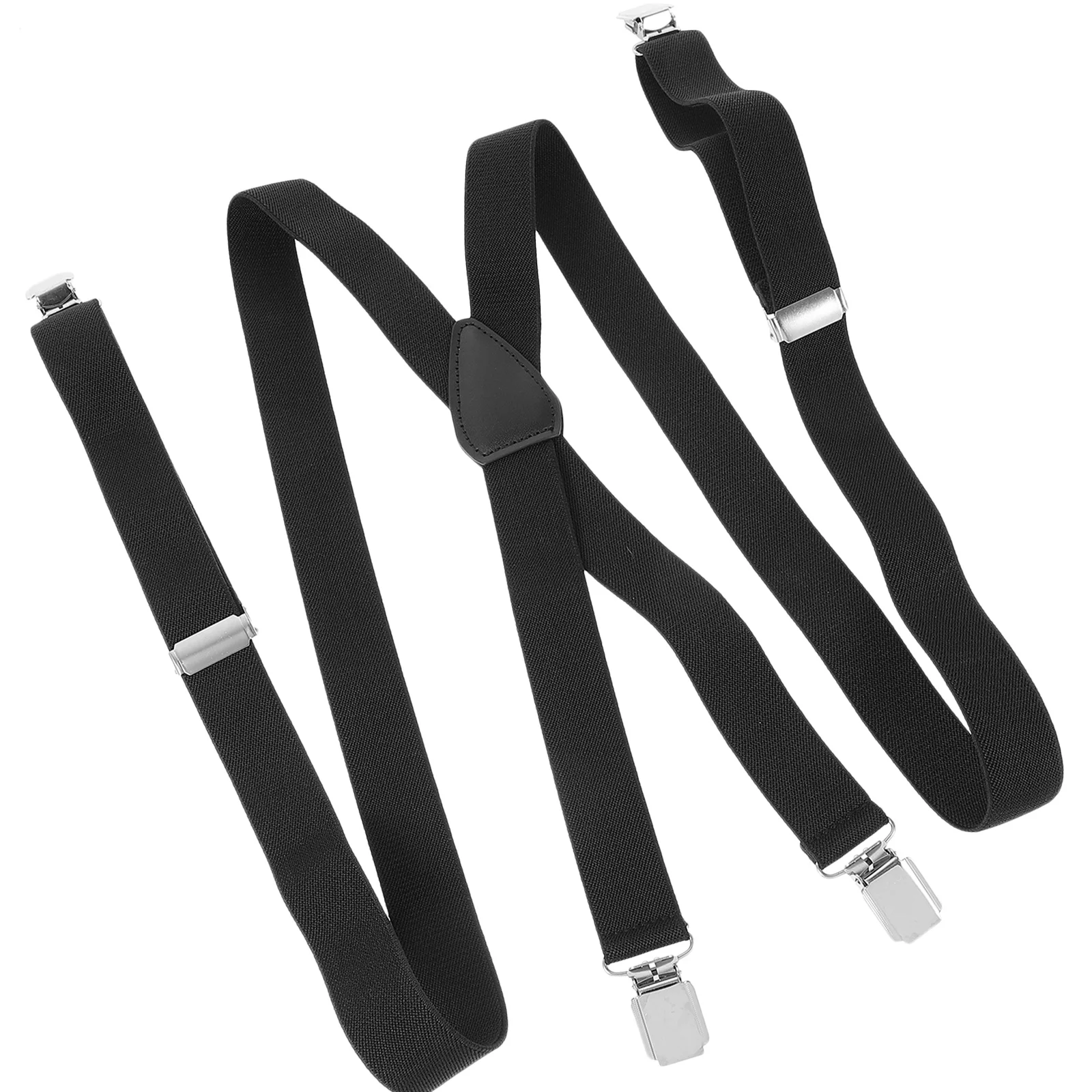 حمالة مرنة X الظهر للرجال الثقيلة السراويل القابلة للتعديل الحمالات 4 السنانير للجنسين مقاومة للاهتراء الحمالات السوداء